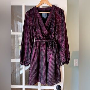 ModCloth dress: ModCloth your time to shine purple metallic faux wrap dress